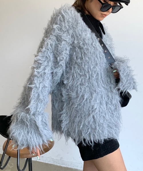 「SHAGGIE」 長袖ニット FREE ブルー レディース_画像4