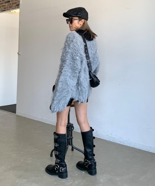 「SHAGGIE」 長袖ニット FREE ブルー レディース_画像7