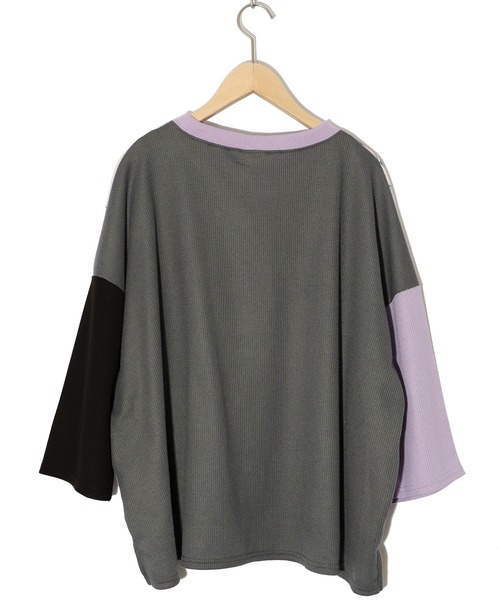 tシャツ 152633：アニメなネコ柄 バイカラー7分袖プルオーバー レディース 152633：アニメなネコ柄 バイカラー7分袖プルオーバーの通販-ScoLar