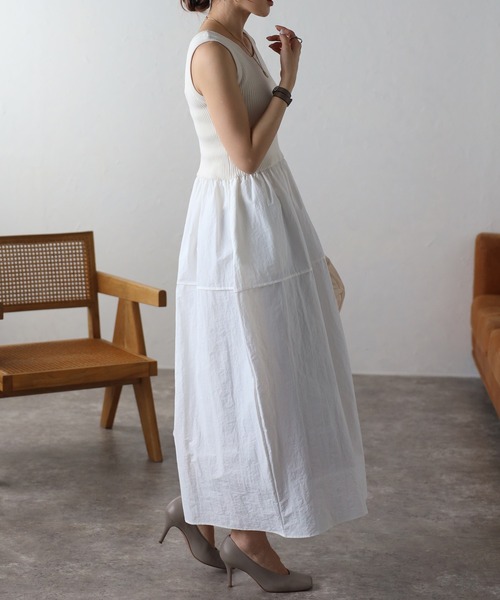 bonjour ノースリーブワンピース Bonjour Sagan（ボンジュールサガン） ワンピース 裾バルーン撥水