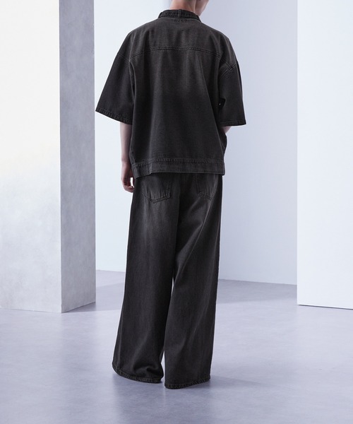 ヴィンテージ風 リジッドデニムジャケット Gジャン 濃紺 メンズ レディース対応 Loose デニムジャケット gジャン ヴィンテージフェード スタンド