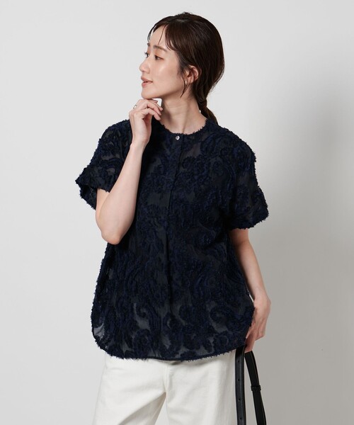 UNITED ARROWS ブラウス シャツ ペイズリー カットジャガード