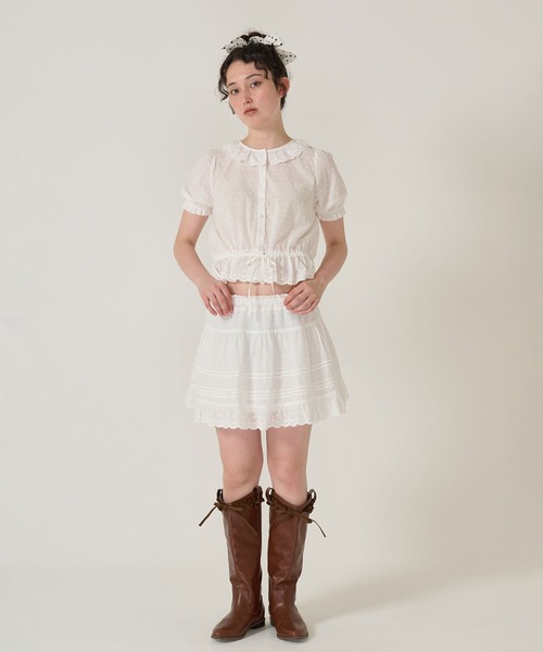 TINA:JOJUN / 半袖ブラウス TINA：JOJUN ブラウス シャツ ちび襟 半袖ブラウス レディース