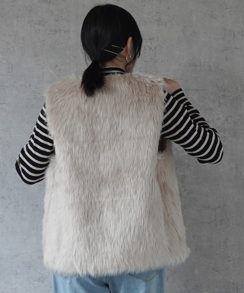 Emma（エマ） ベスト ジレ ロングファーMATAGIベスト レディース