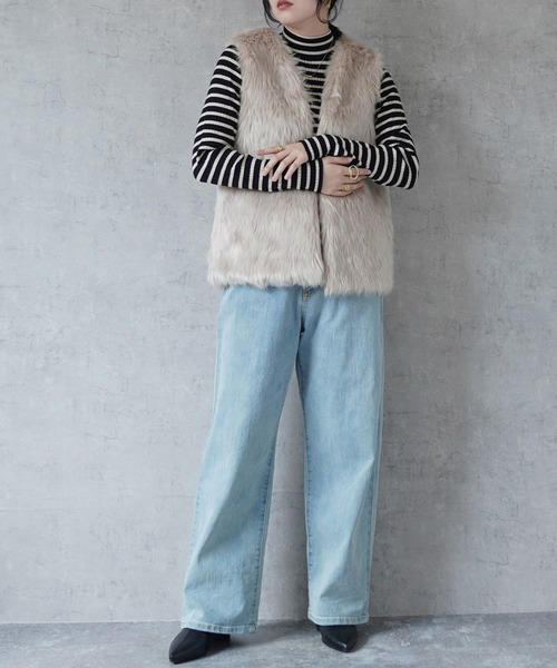Emma（エマ） ベスト ジレ ロングファーMATAGIベスト レディース