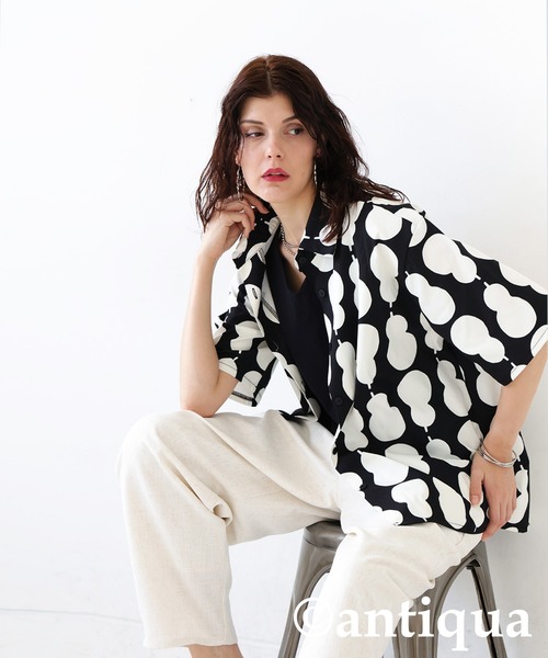 きょうかページ antiqua（アンティカ） ブラウス シャツ ひょうたん柄シャツ