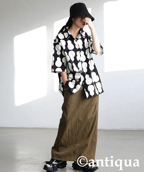 きょうかページ antiqua（アンティカ） ブラウス シャツ ひょうたん柄シャツ
