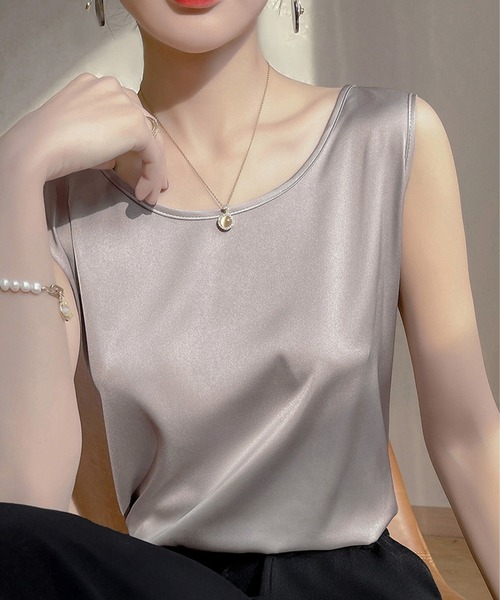 DAY CLOSET タンクトップ ノースリーブ 「大きいサイズ有」光沢の