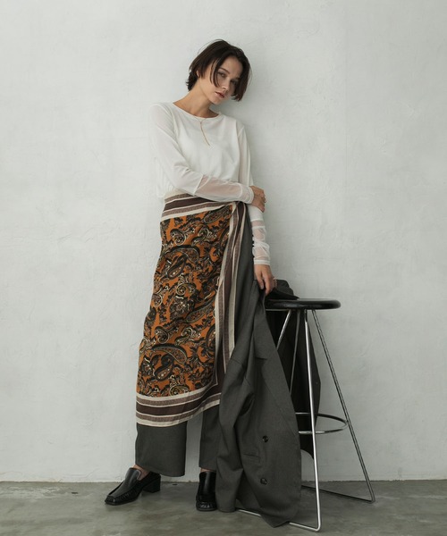 forksy.（フォルクシー） tシャツ 「forksy.」袖シャーリング ベロア