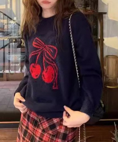 Lace Ladies（レースレディース） ニット セーター チェリー柄 配色