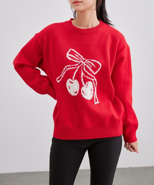 Lace Ladies（レースレディース） ニット セーター チェリー柄 配色