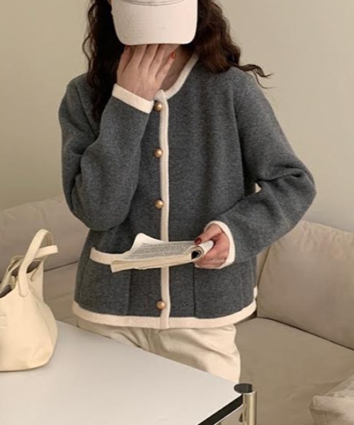cammie カーディガン パイピングデザインカーディガン レディース