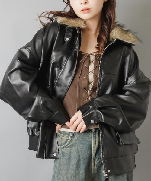 SPINNS（スピンズ） コート アウター ガーリーもクールもOK！2WAY合皮