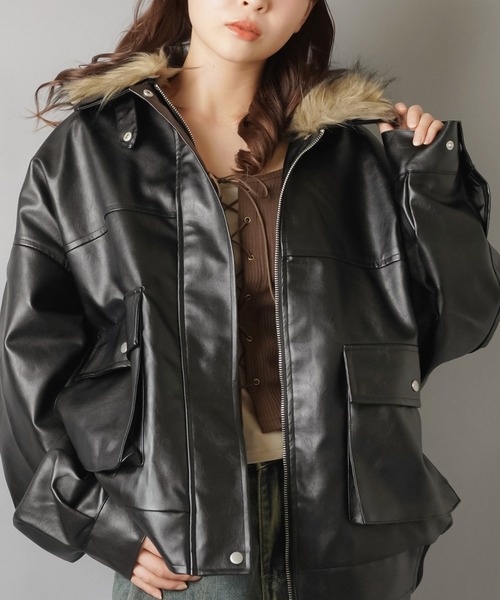 SPINNS（スピンズ） コート アウター ガーリーもクールもOK！2WAY合皮