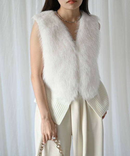 ＆HALF ベスト ジレ ファー付きニットベスト レディース : ZOZOTOWN