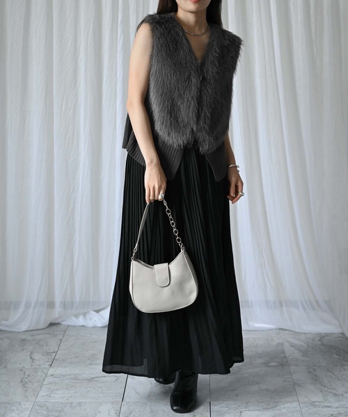 ＆HALF ベスト ジレ ファー付きニットベスト レディース : ZOZOTOWN