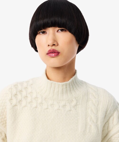 LACOSTE ニット セーター パッチワークエフェクト ウールニット