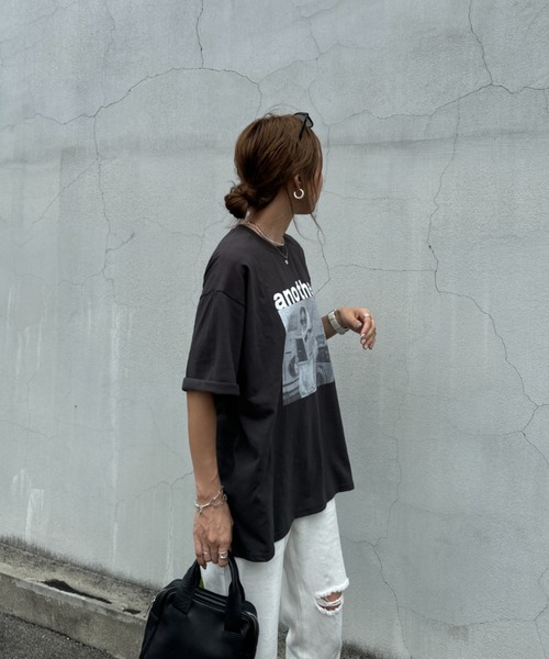 「ISOOK」 半袖Tシャツ FREE チャコールグレー レディース_画像4