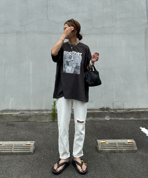 「ISOOK」 半袖Tシャツ FREE チャコールグレー レディース_画像5