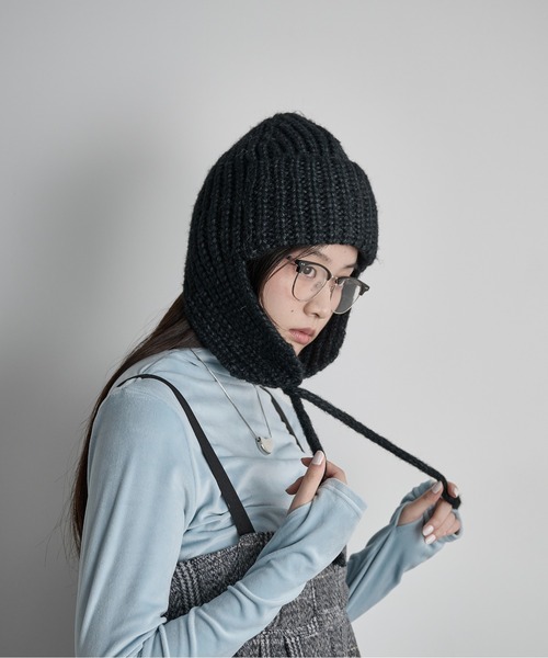 THE Yon ニット帽 ニットキャップ 畦編みフライトニットキャップ