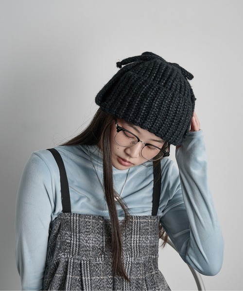 【oldhoney】【24/aw】ニット帽/フライトキャップ THE Yon ニット帽 ニットキャップ 畦編みフライトニットキャップ