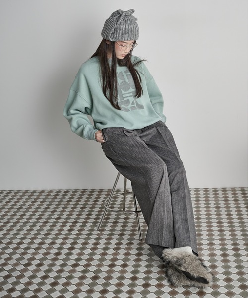 グレー ボアスタイル ニット帽 THE Yon ニット帽 ニットキャップ 畦編みフライトニットキャップ