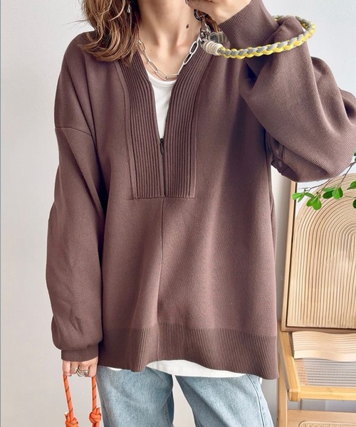 Emma Taylor（エマテイラー） tシャツ フロント2wayニットVネックプル