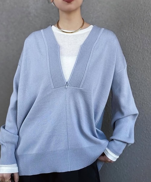 sss.62　2019awエンフォルド　Ｖネック　プルオーバー　ニット Emma Taylor（エマテイラー） tシャツ 「春ニット」フロント2wayニット