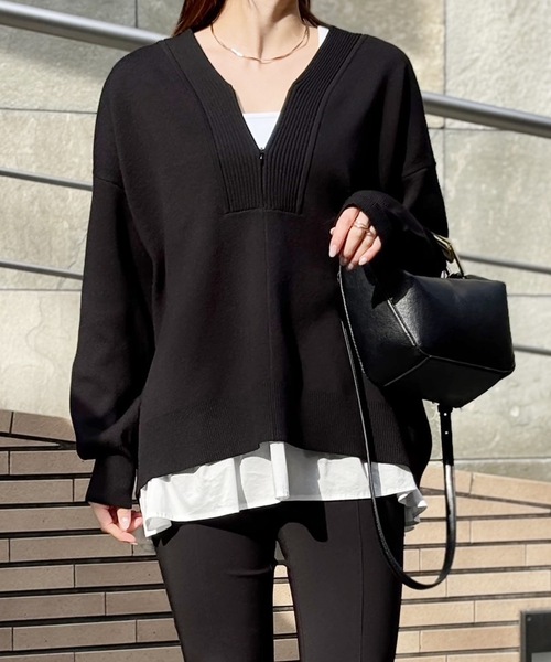 sss.62　2019awエンフォルド　Ｖネック　プルオーバー　ニット Emma Taylor（エマテイラー） tシャツ 「春ニット」フロント2wayニット