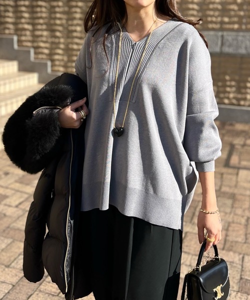 Emma Taylor（エマテイラー） tシャツ 「春ニット」フロント2wayニット