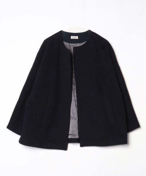 IENA（イエナ） ノーカラーコート 38 ネイビー レディース : ZOZOTOWN