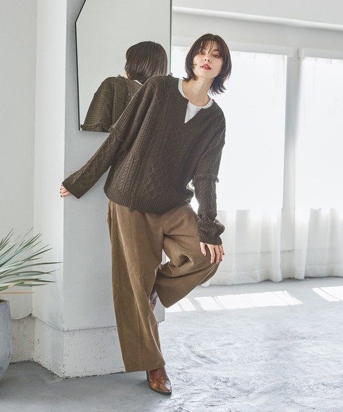 niko and…（ニコアンド） ニット セーター ケーブルニットプルオーバー