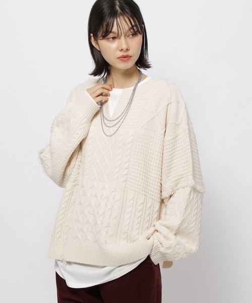 niko and…（ニコアンド） ニット セーター ケーブルニットプルオーバー