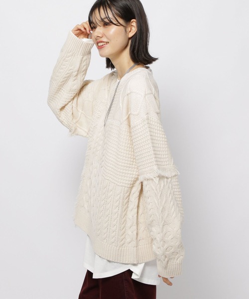 新品】ニコアンドniko and…ウォッシャブルケーブルニット【完売品】 niko and…（ニコアンド） ニット セーター ケーブルニットプルオーバー