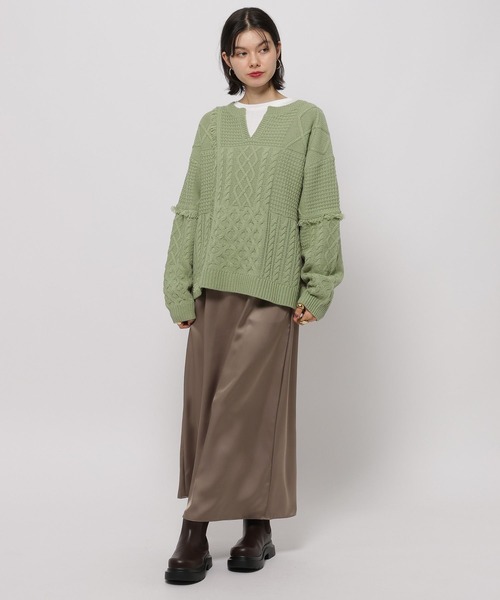 niko and…（ニコアンド） ニット セーター ケーブルニットプルオーバー