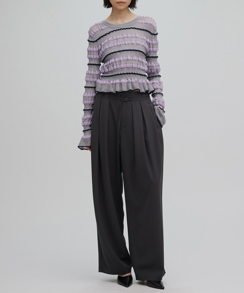 Ameri（アメリ） スラックス パンツ MULTI TUCK NARROW BELT PANTS