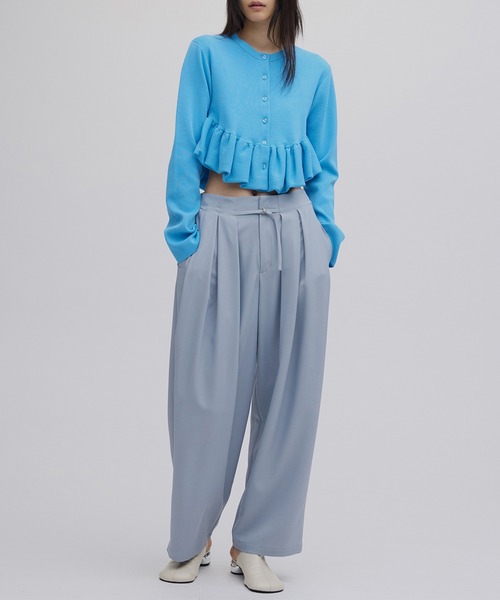 Ameri（アメリ） スラックス パンツ MULTI TUCK NARROW BELT PANTS
