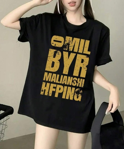 minansan専用　正規品 24ssロゴ Tシャツ レディース Lサイズ SEU tシャツ 半袖 ヴィンテージロゴプリント オーバーサイズTシャツ