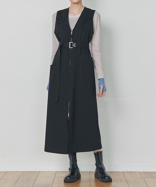 「PUBLIC TOKYO」 ノースリーブワンピース 1 ベージュ レディース_画像8