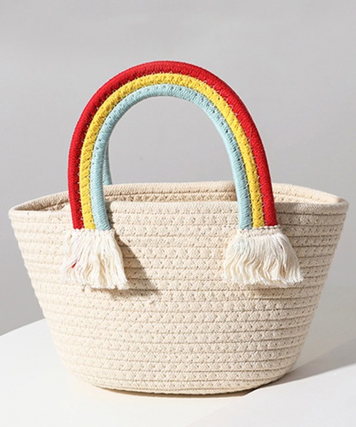 STYLEBLOCK トートバッグ 虹モチーフハンドルかごバッグ