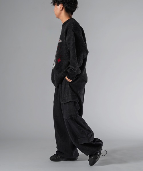大人気♡♡Lig. リグドット♡低身長♡新品♡ワイドカーゴパンツ♡ブラック♡♡ osharewalker パンツ カーゴパンツ レディース ボトムス ワイド
