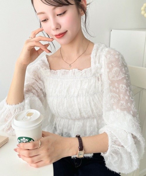 ルーニィ新品⭐️洗える❗️完売❗️カットジャカードブラウスフリンジラメブラウス LADY LUCK LUCA ブラウス シャツ 「新色追加」LC/LLL ジャガード