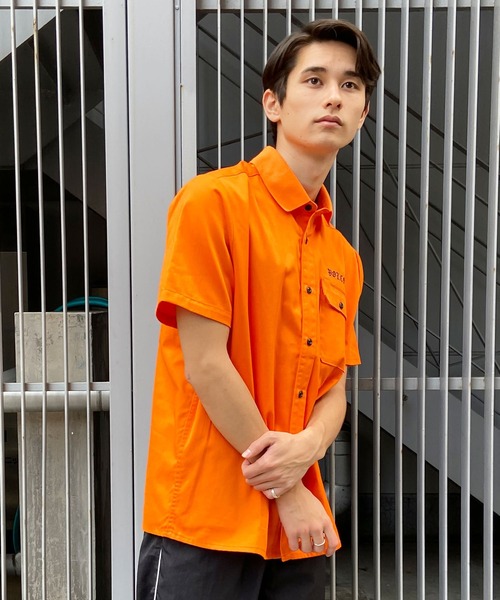 ANTI HERO‪✕‬VOLCOM ワークシャツ VOLCOM シャツ 半袖 オレンジ ボルコム メンズ TOKYO TRUE