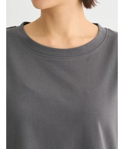 Green Parks tシャツ 脇リボン5分袖布帛ドッキングプルオーバー