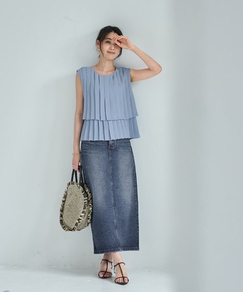 STYLE DELI ブラウス シャツ 「LUXE」2段プリーツブラウス