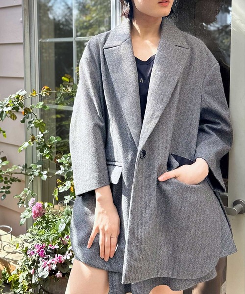 ☆大きいサイズ・4L☆レリアン　ウールコットンコート　ほぼ未使用　グレー スタンドカラーコート|レリアン | レリアン公式オンラインストア