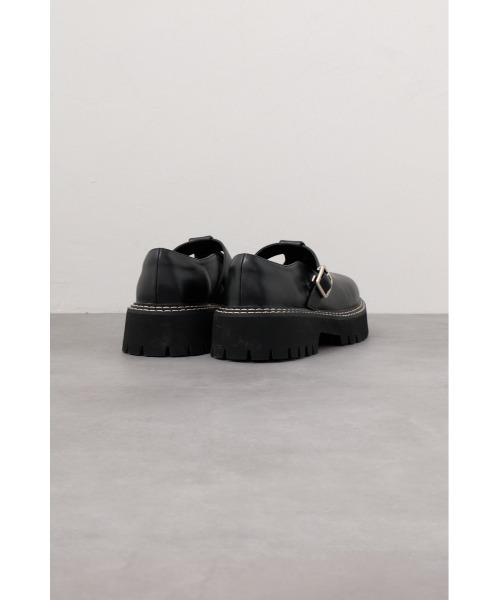 【美品】プルドゥ pour deux 厚底 ローファー ストラップ付 ブーティー 美品】プルドゥ pour deux 厚底 ローファー ストラップ付 ブーティー