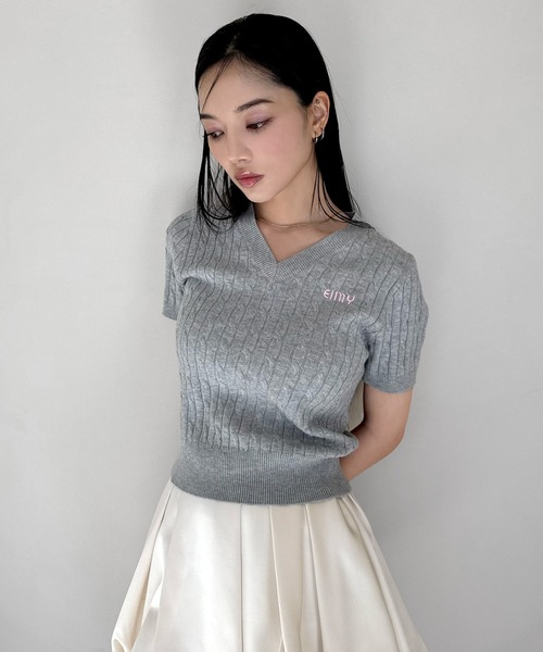eimy istoire ニット セーター EIMYロゴケーブルニットプル