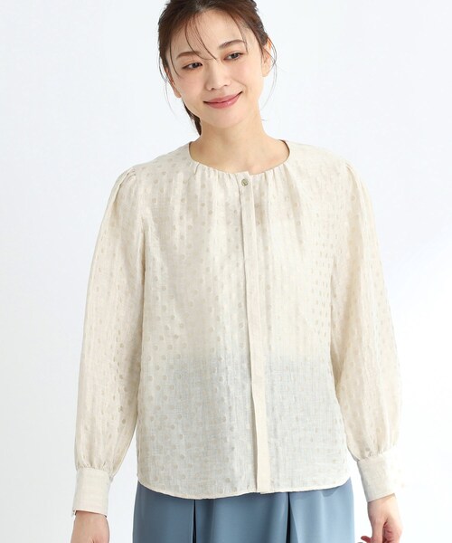 Reflect ブラウス シャツ 「夏SALE／手洗い可」ドットジャカード
