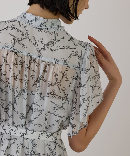 GRACE CONTINENTAL ワンピース ボウタイプリーツプリント